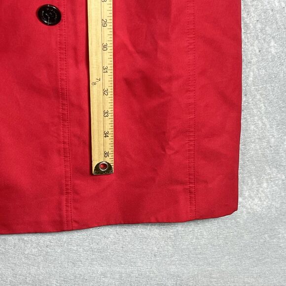 BURBERRY KENSINGTON Trench Coat Nova Check Lined Red Long Jacket Women Size 10 - Picture 9 of 16